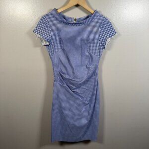 Sara Campbell Melissa Sheath Dress Size 2 Blue Gingham Preppy Country Club Retro